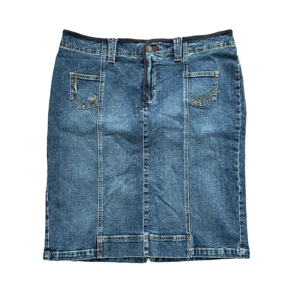Gabriella Jeans Denim Distressed Wash Skirt Size 12 Vintage